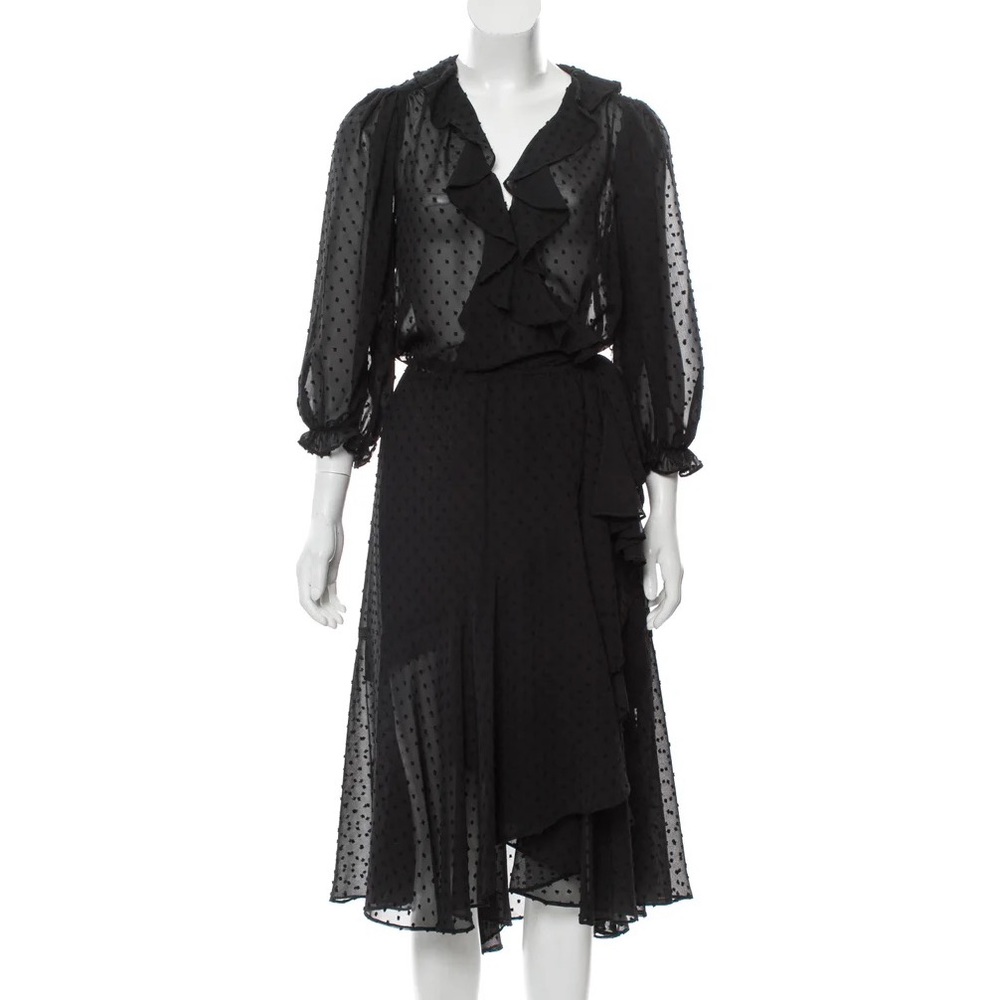 Revolve ICONS Swiss Dot Flamenco Wrap Dress - Picture 2 of 15
